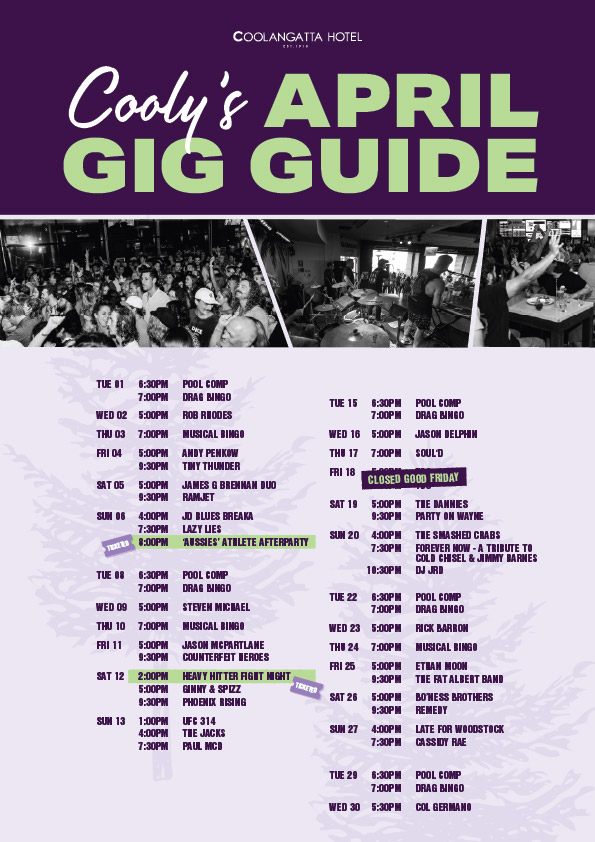 Cooly Gig Guide - April