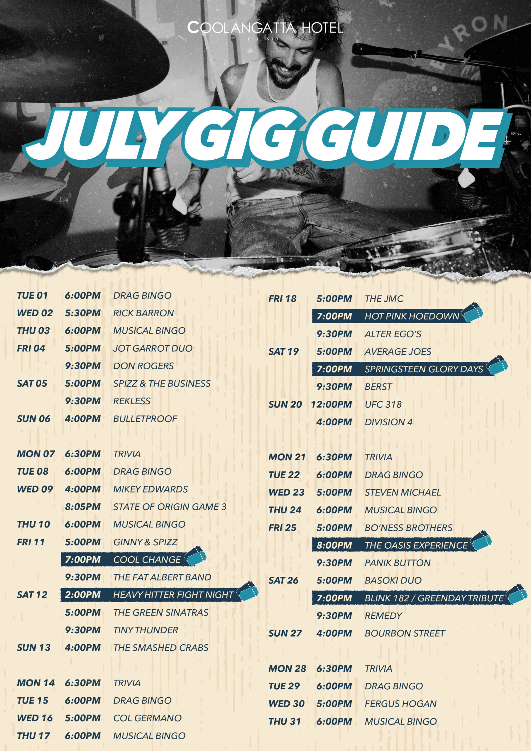 Cooly Gig Guide - July