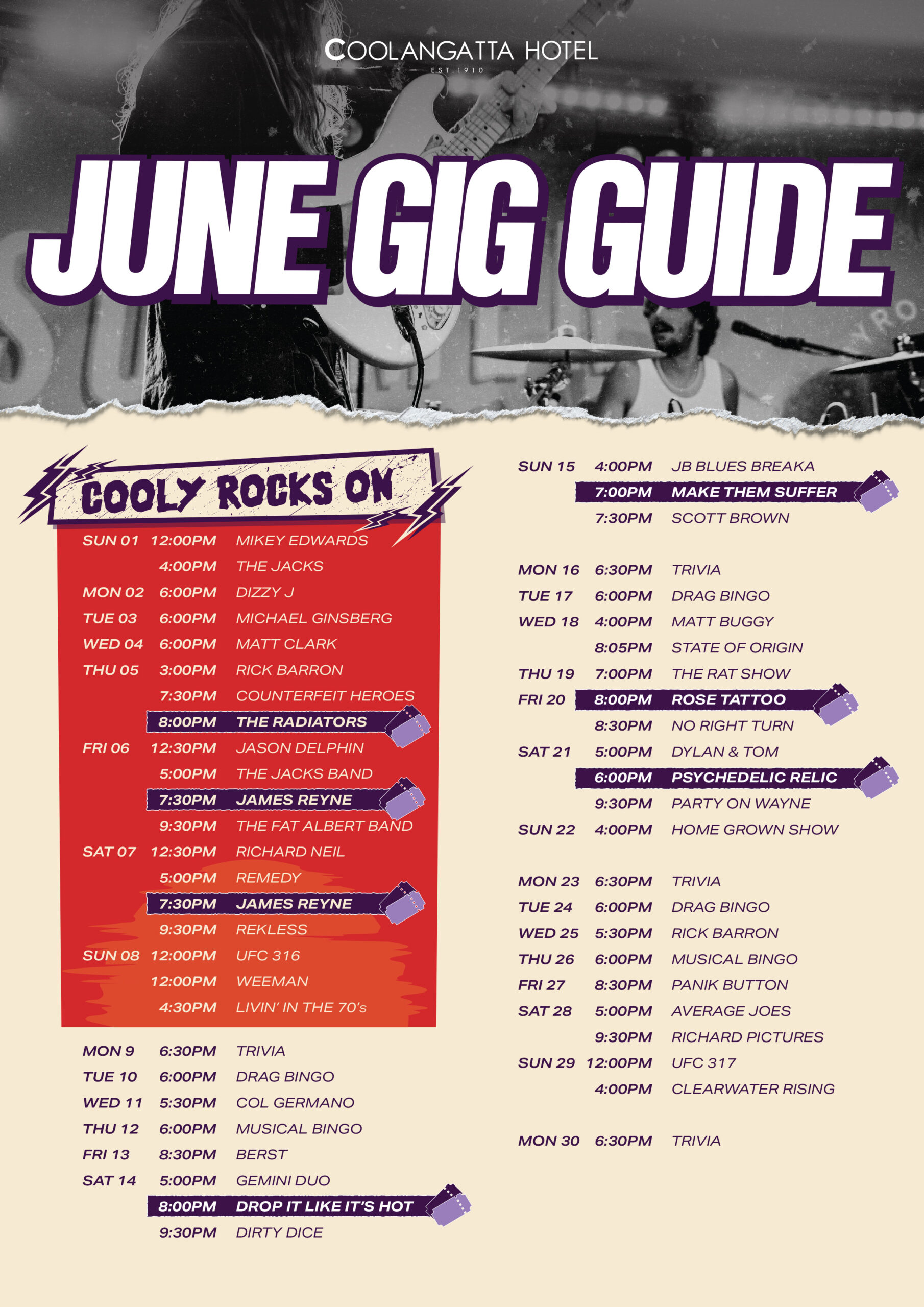 Cooly Gig Guide - June