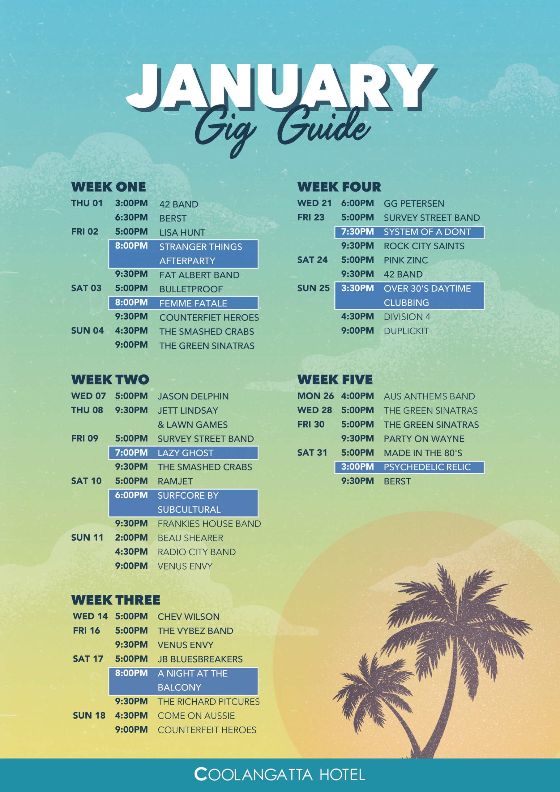 Cooly Gig Guide - January