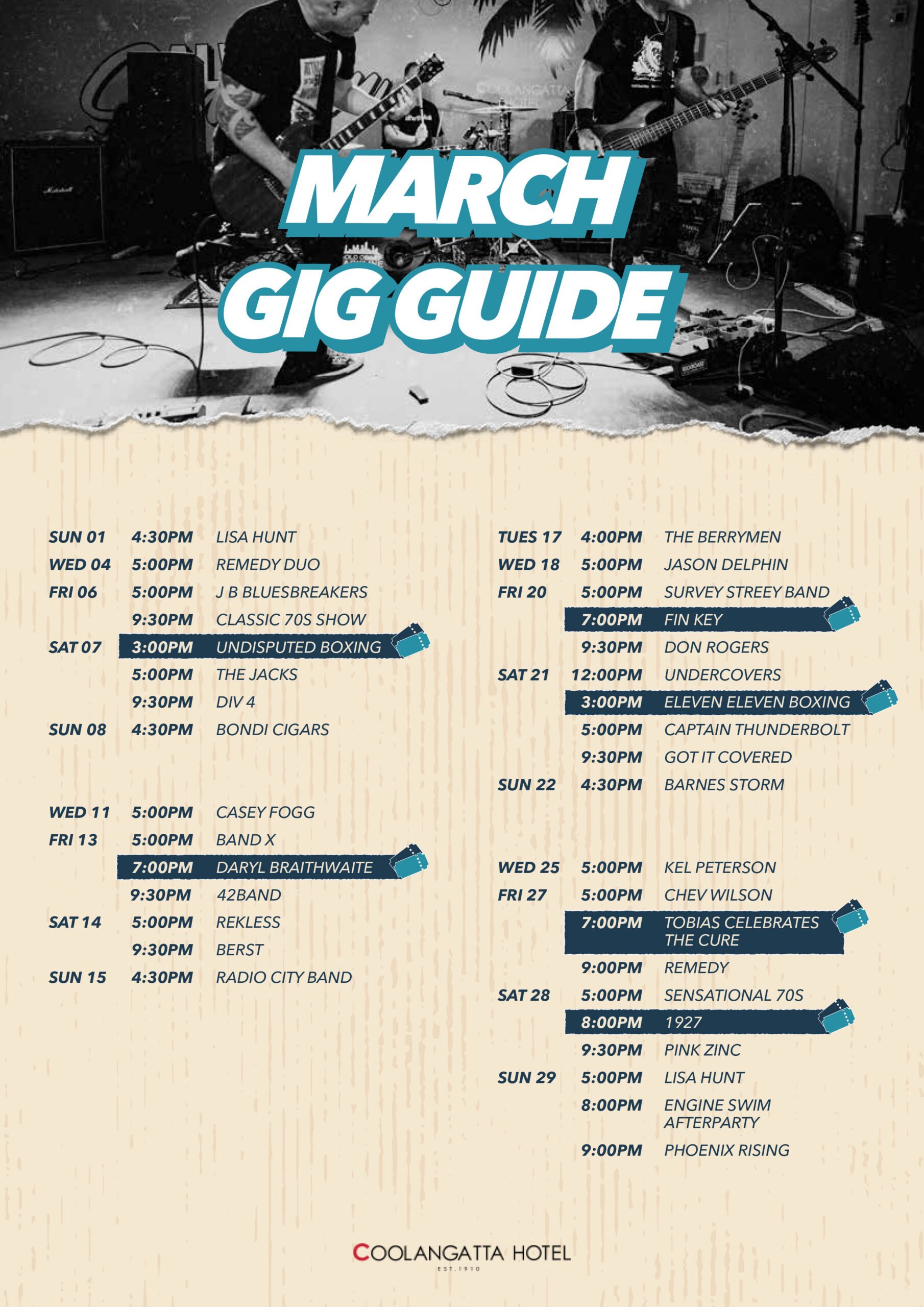 Cooly Gig Guide - March
