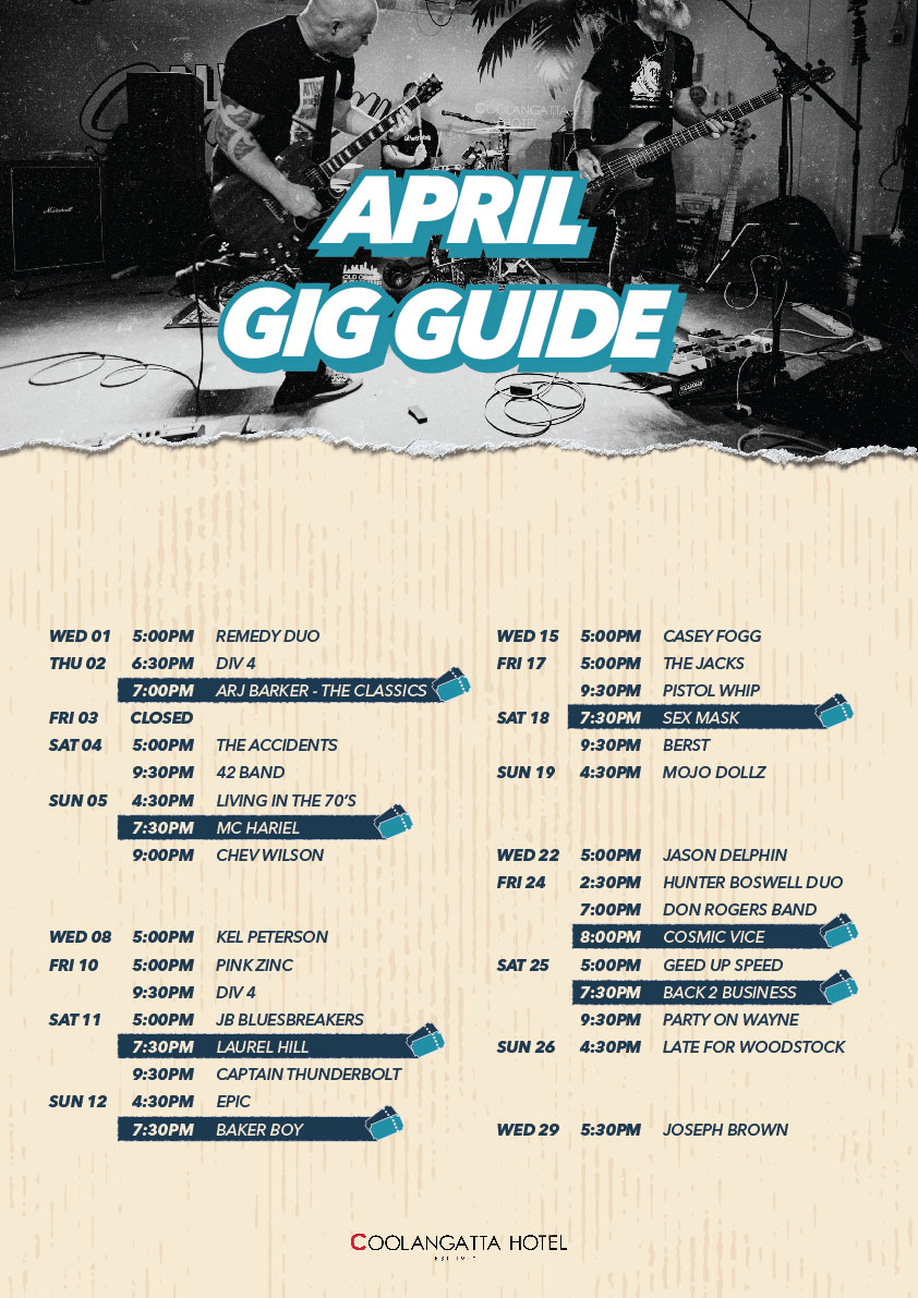 Cooly Gig Guide - April